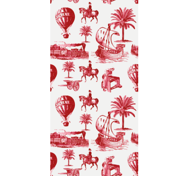 Røde røde palmescener vintage rullegardin - TenStickers
