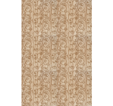 Abstrakt beige tegnede kvinder mønstret rullegardin - TenStickers