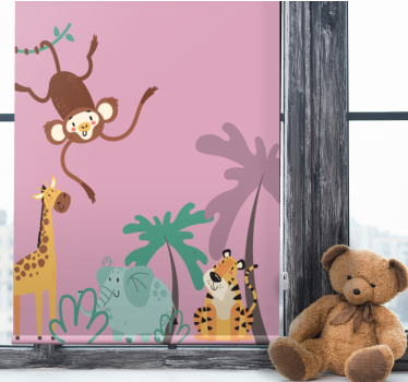 "boho" børnejungle rullegardiner med dyr - TenStickers