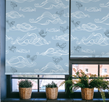 Abstrakt maleri himmel med fugle sky rullegardin - TenStickers
