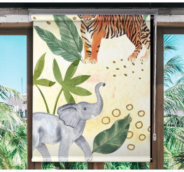 Akvarel safari dyr dyreRullegardin - TenStickers