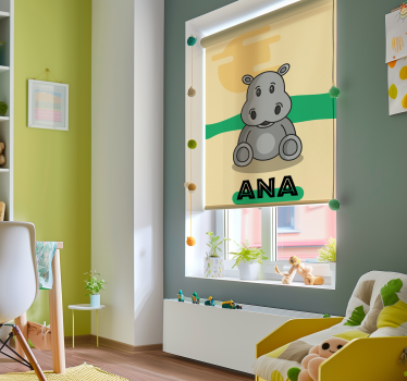 Baby flodhest brugerdefineret trykt rullegardin - TenStickers