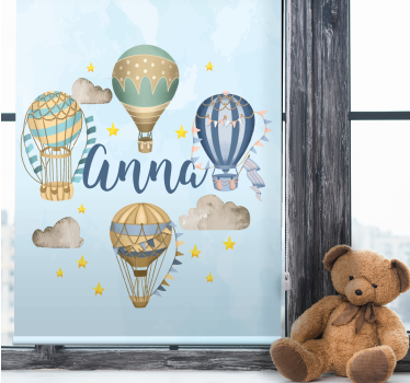 Blå balloner med stjerner rullgardin kunst - TenStickers