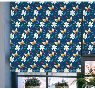 Blomster med sommerfugle børne rullegardin - TenStickers