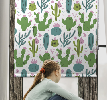 Blomster kaktus rullegardin - TenStickers