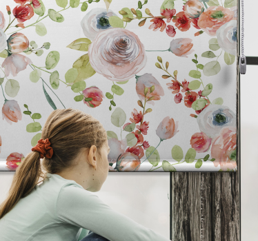 Blomstergrene klassisk rullegardin - TenStickers