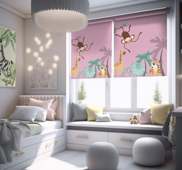 "boho" børnejungle rullegardiner med dyr - TenStickers