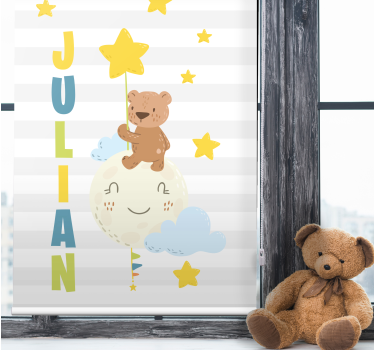 Brun bamse med balloner og stjerneRullegardin kunst - TenStickers