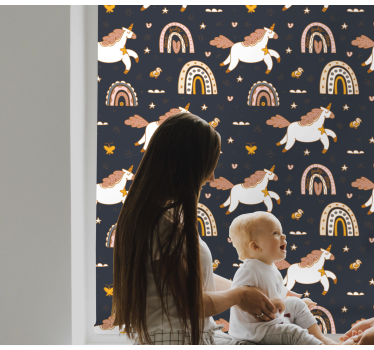 Charmerende enhjørning motiv mørklægningsgardiner børn - TenStickers