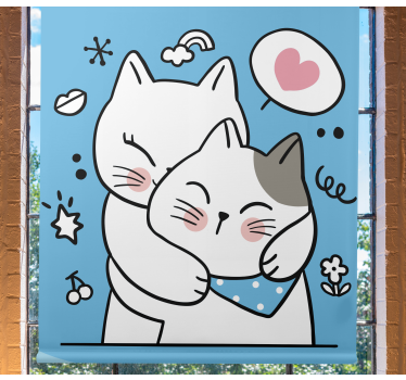 Dejlige katte, der krammer børn rullgardin - TenStickers