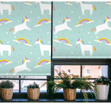 Enhjørninger med en regnbue børneRullegardin - TenStickers