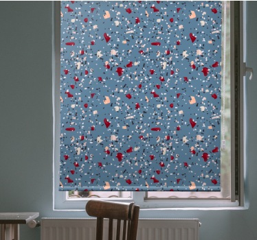 Blå geometrisk terrazzo rullegardin mønster - TenStickers
