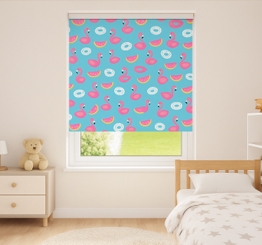 Blåt flamingo-print mørklægningsgardiner børn - TenStickers