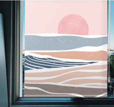 Fredfyldte solnedgangsbølger vintage rullegardin - TenStickers