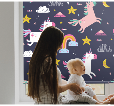 Glade enhjørningsmønster og symboler børneRullegardiner - TenStickers