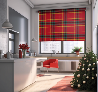 Jule rød tartan tekstur rød rullegardin - TenStickers