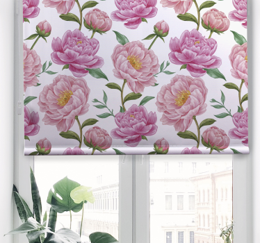 Lyserød blomst klassisk rullegardin - TenStickers