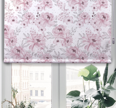Lyserøde blomster rullegardiner - TenStickers