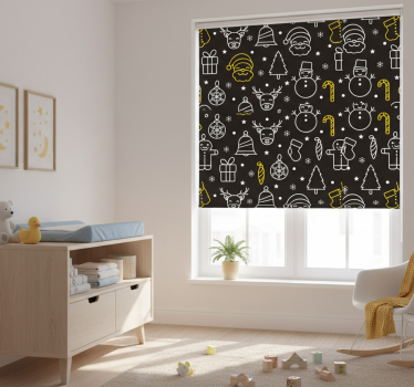 Mørklægningsgardiner børn hvid og gul mønster - TenStickers