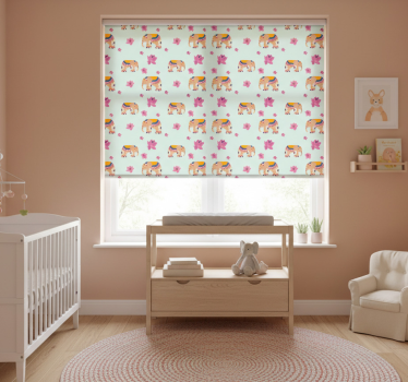 Mørklægningsgardiner børn indian peach elefanter - TenStickers