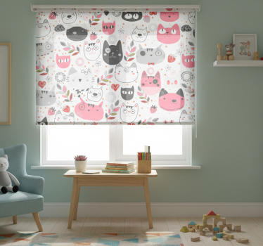 Mørklægningsgardiner børn med illustrerede katte - TenStickers
