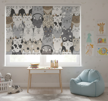 Mørklægningsgardiner børn med katte i tegneserie stil - TenStickers