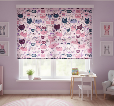Mørklægningsgardiner børn med pink katte mønster - TenStickers
