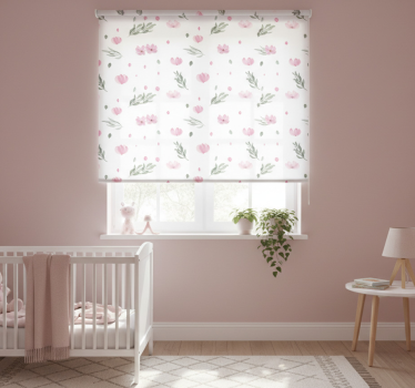 Mørklægningsgardiner børn med pink minimalistiske blomster - TenStickers