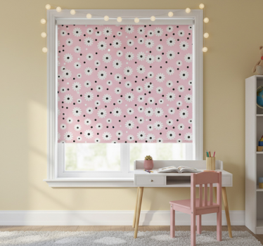 Mørklægningsgardiner børn med pink prikker og blomster - TenStickers