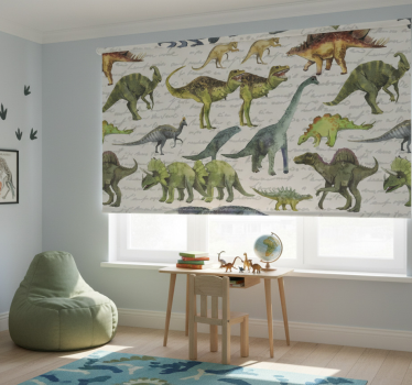 Mørklægningsgardiner børn med realistiske dinosaurer - TenStickers