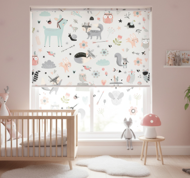 Mørklægningsgardiner børn nordic stil pink skov - TenStickers