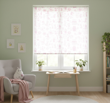 Mørklægningsgardiner børn pink moomin full - TenStickers