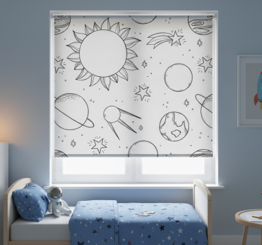 Mørklægningsgardiner børn rummets doodle - TenStickers