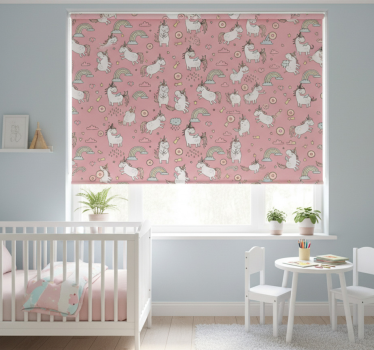 Mørklægningsgardiner børn med pink enhjørninger og regnbuer - TenStickers