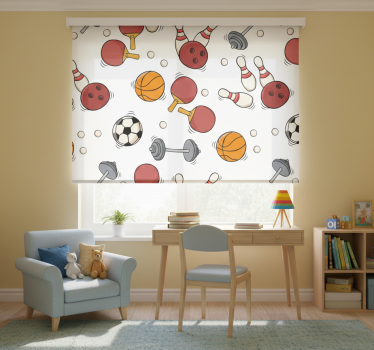Mørklægningsgardiner børn sportsudstyr doodle stil - TenStickers