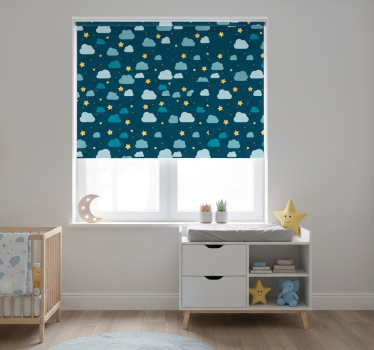 Mørklægningsgardiner børn stjernehimmel med skyer - TenStickers