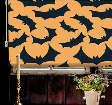 Orange og sorte flagermus mønster børn rullgardin - TenStickers