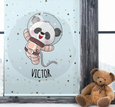 Panda astronaut med navn mørklægningsgardiner børn - TenStickers