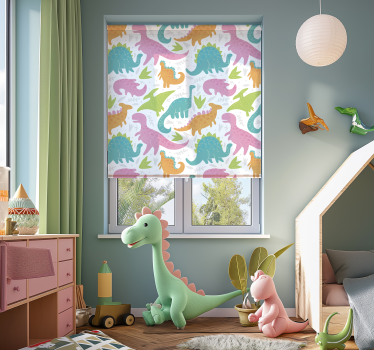 Pastelfarver dinosaurus rullegardin - TenStickers