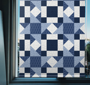 Patchwork blå stjerne trekant mere vintage rullgardin - TenStickers
