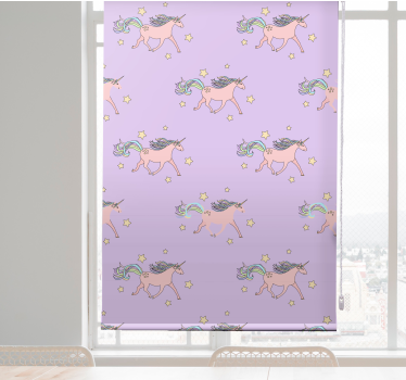 Pink pastelfarver søde enhjørninger mønster rullgardin kunst - TenStickers