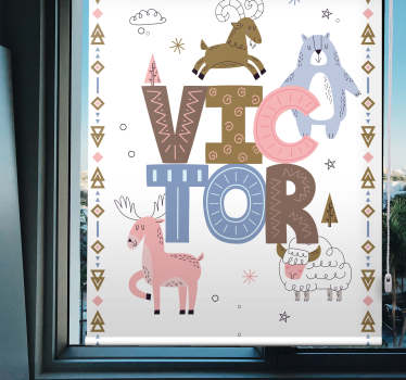 Polar kid dyr med navn personlig rullgardin - TenStickers