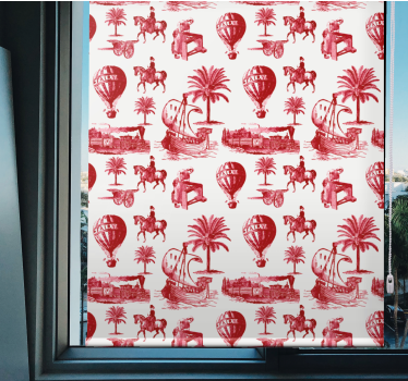 Røde røde palmescener vintage rullegardin - TenStickers