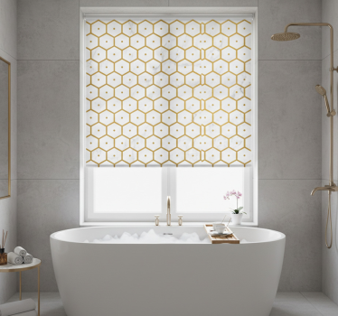 Rullegardin til badeværelse hexagonalt guld marmor mønster - TenStickers