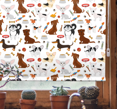 Søde blandede hvalpe hunde dyreRullegardiner - TenStickers
