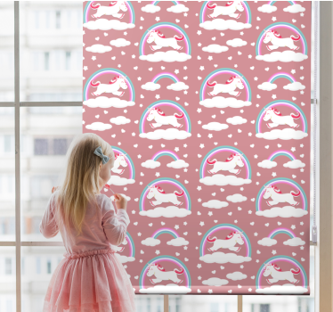 Søde enhjørninger og regnbuer mønster rullgardin kunst - TenStickers