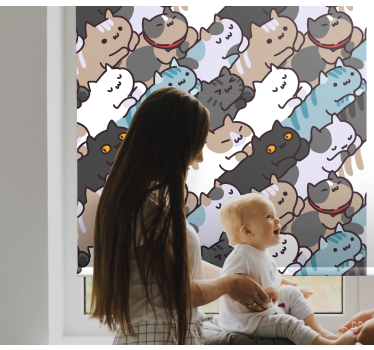 Søde katte sovemønster rullegardin - TenStickers
