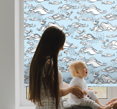 Sødt maleri med små fugle sky rullegardin - TenStickers