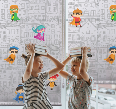 Superhelte i byens superhelt rullegardin - TenStickers