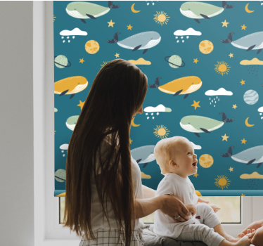 Trendy hval mønster børn rullgardin - TenStickers